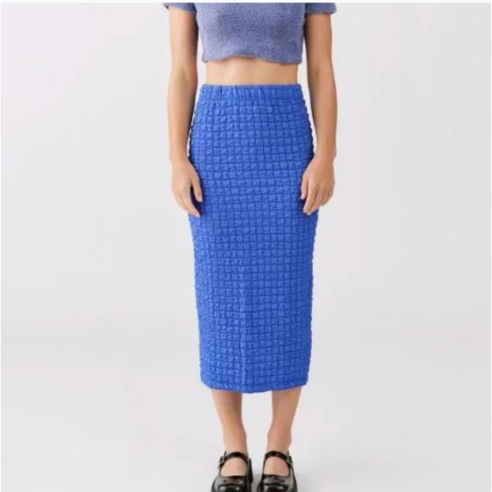 Urban Outfitters Kimmy Bubble Knit Midi Skirt — Cobalt Blue